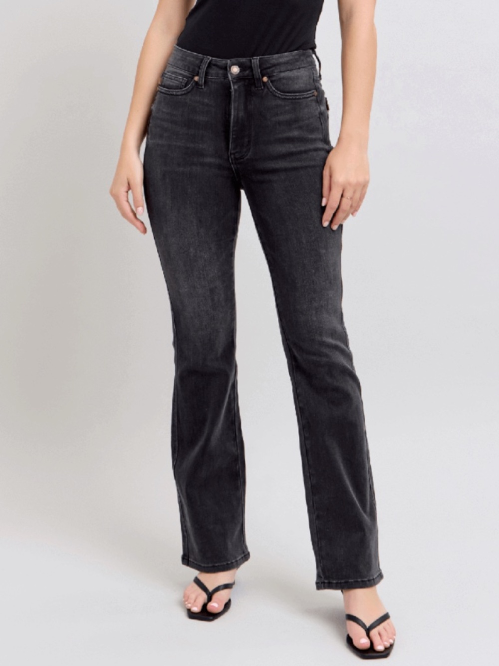 NWT Judy Blue High Waist Tummy Control Black Bootcut Denim Jeans Size 14W Short